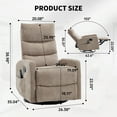 thumbnail image 7 of HSUNNS 360° Swivel Rocker Recliner Chair with Heat Massage, Chenille Manual Single Rocker Sofa Recliner Chair with Side Pockets for Living Room Home Theater, Khaki, 7 of 7