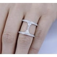 thumbnail image 3 of Double Row Diamond Band, Open Hollow Diamond Engagement Ring, Pear Cut & Round Cut Pave Set Diamond Wedding Ring, Cocktail Ring, 2.2 Ct Simulated Diamond, 14K White Gold Plated, 3 of 5