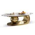 thumbnail image 4 of Oval Faux Marble Coffee Table 49.2", Stainless Steel Base, Modern, 4 of 9