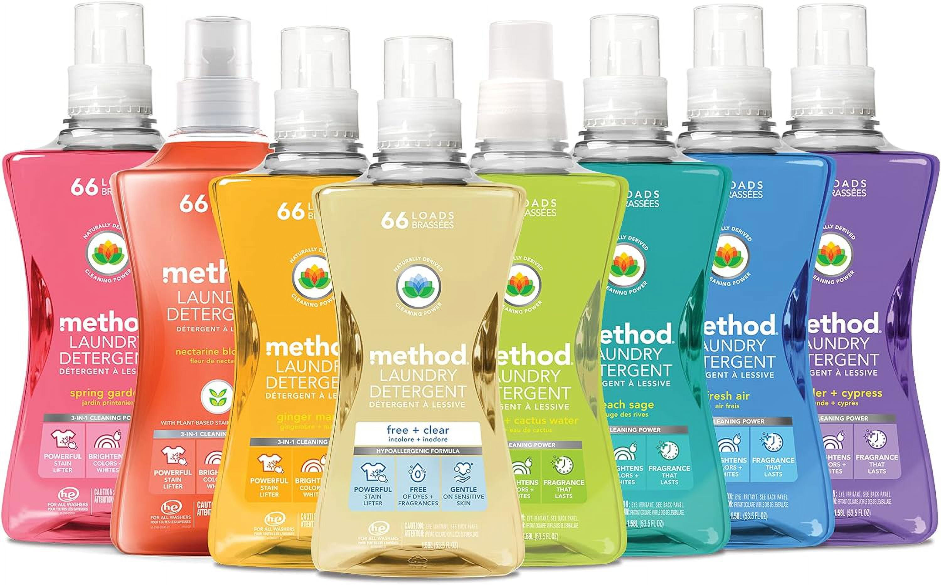 Method Laundry Detergent Ginger Mango or Fresh Air 8.1 FL OZ NEW (Pack Of 6) 60 Total Loads