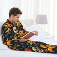 thumbnail image 4 of Mens Pajamas Set, Halloween Skull Button-Down Pajamas for Men Long Sleeve Mens Sleepwear Lounge Pjs Set, 4 of 5