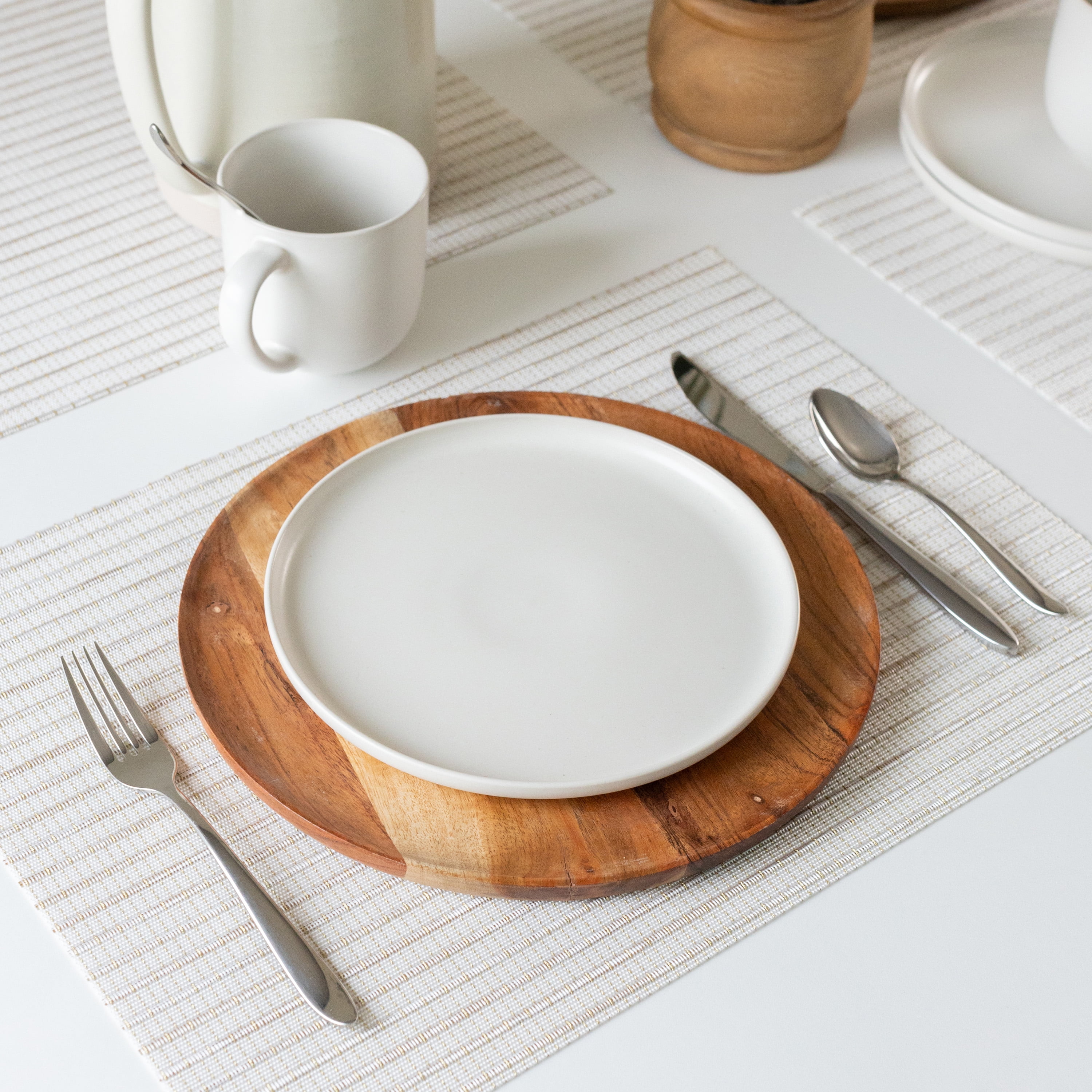 Mainstays Ciclo Woven Vinyl Table Placemat, Vanilla, 13 in x 18 in