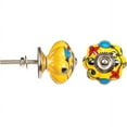 thumbnail image 2 of Decorative Knob - Fancy Ceramic - Solid Yellow and Bright Blooms, 2 of 2