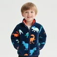 thumbnail image 2 of DDSOL Toddler Boys Fleece Jacket Zip-Up Dinosaur Graphic Casual Outwear Blue 4T, 2 of 8
