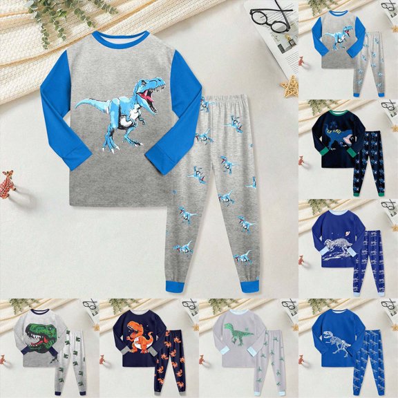 Boys And Girls Suit Long Pants Regular Long Sleeved PrintedFall Winter Cute Fashion Casual Outfit Set Back to School Boys' Set 2-3 Years Blue