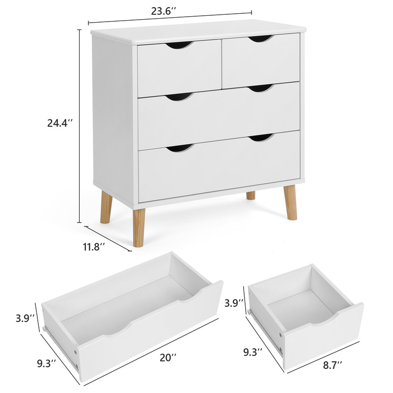 RichYa Dresser Moderna con 4 Cajones de Almacenamiento de Madera para ...