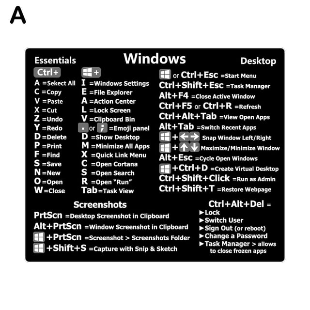 Windows PC Reference Keyboard Shortcut Sticker Adhesive Laptop For PC Desk