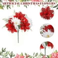 thumbnail image 4 of 2-Pack Glitter Poinsettia Flowers, 7-Head Artificial Christmas Flower Bouquet for Vase Centerpiece Home Holiday Decor(C), 4 of 6