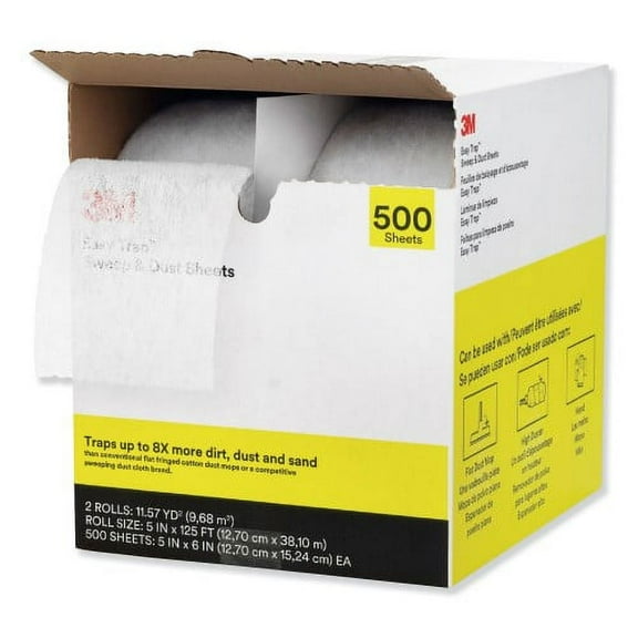 3M Easy Trap Duster, 5" x 125 ft, White, 250 Sheet/Roll, 2 Rolls/Carton (55655W)