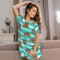 thumbnail image 3 of Pofeuu Octopuses Print Women's Loose Fit Short Sleeve Nightgown, Comfortable Sleep Dress for Women, Casual Lounge Sleepwear, Soft Cotton Sleep Dress, 3 of 6