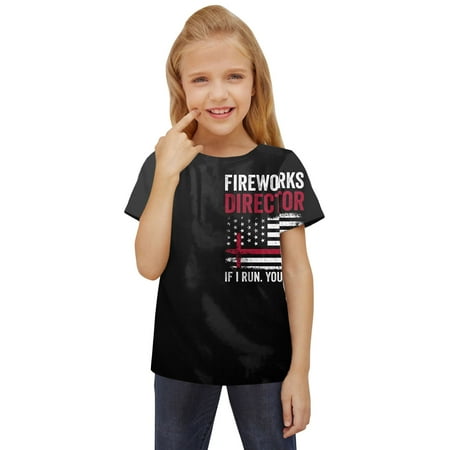 

HIBRO Kids Toddler Children Unisex Spring Summer Active Fashion Daily Daily Indoor Outdoor Print Short Sleeve Tops American Independence Day Tshirt Clothing Girls Dance Top under Tops for Girls