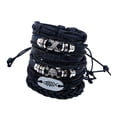 thumbnail image 4 of 6 Piezas Vintage PU Cuero Brazalete Brazalete Negro 1 Sunnimix Pulsera para hombre de múltiples capas, 4 of 8