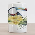 thumbnail image 2 of Tropical Animals Ceramic Toothbrush Holder, Toucan Bird Exotic Hibiscus and Orchids Flower Palm Plants Leaf Print, Decorative Versatile Countertop for Bathroom, 4.5" X 2.7", Multicolor, by Ambesonne, 2 of 4