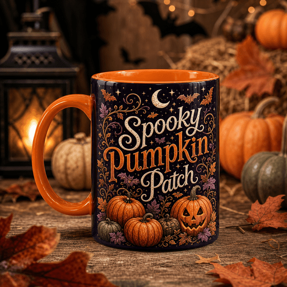 Spooky Pumpkin Patch Ceramic Coffee Mugs for Halloween Lovers