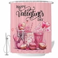 thumbnail image 2 of Pink Valentines Waterproof Fabric Shower Curtain, Love Heart Desserts Coffee Waterproof Fabric Shower Curtain for Bathroom Curtains Bathtubs Hotel Washable Shower Curtains with 12 Hooks Small 36x78in, 2 of 8