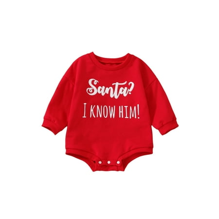 

Peyakidsaa Newborn Baby Girls Boys Christmas Sweatshirt Rompers Xmas Long Sleeve Jumpsuit Holiday Clothes