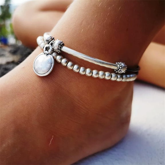 HOOUN 925 Silver Vintage Multilayered Anklet Jewelry Party Accessories Birthday Gifts