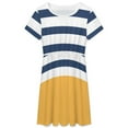 thumbnail image 3 of Blue And White Stripes with Yellow Women's Dress Short Sleeve Summer Sundress Summer Women Clothes, 3 of 7