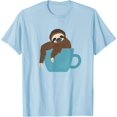 thumbnail image 1 of Coffee Drink Lover Happy Sloth Animal Sitting in Coffee Cup T-Shirt, 1 of 1