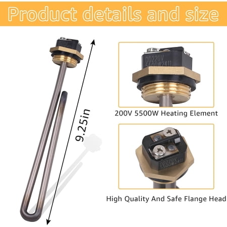 HE 55220 Tankless Water Heating Element, Screw in 5.5KW 220V Replacement Part. Compatible With Ecosmart ECO POU 6 ECO 8, ECO 11, and smart Water Heating Elements .(2Pcs)