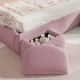 thumbnail image 3 of Kumix Upholstered Platform Bed with Cartoon Ears Shaped Headboard and Light, Platform Bed Full Size with Storage for Boys and Girls Teens, Upholstered Platform Bed Frame for Bedroom, Pink, 3 of 7