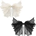 thumbnail image 1 of OIIKI Paquete de 2 Pasadores de Malla de Encaje de Estilo Coreano Pinzas para el Cabello Clips de Puntos de Flores Transpirables para Boda Fiesta Día de San Valentín (Negro Blanco), 1 of 5