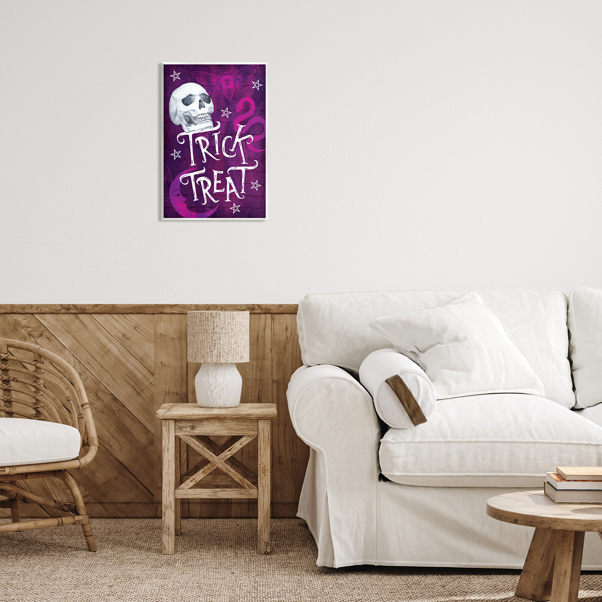 Stupell Industries Trick or Treat Purple Halloween Holiday Painting Unframed Art Print Wall Art