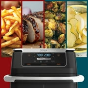 Ninja Foodi 4-in-1 Air Fryer, 7-Qt MegaZone FlexBasket, 4 Functions, Smart Finish Cook 2 Foods 2 Ways, Air Fry, Roast, DZ070 Black