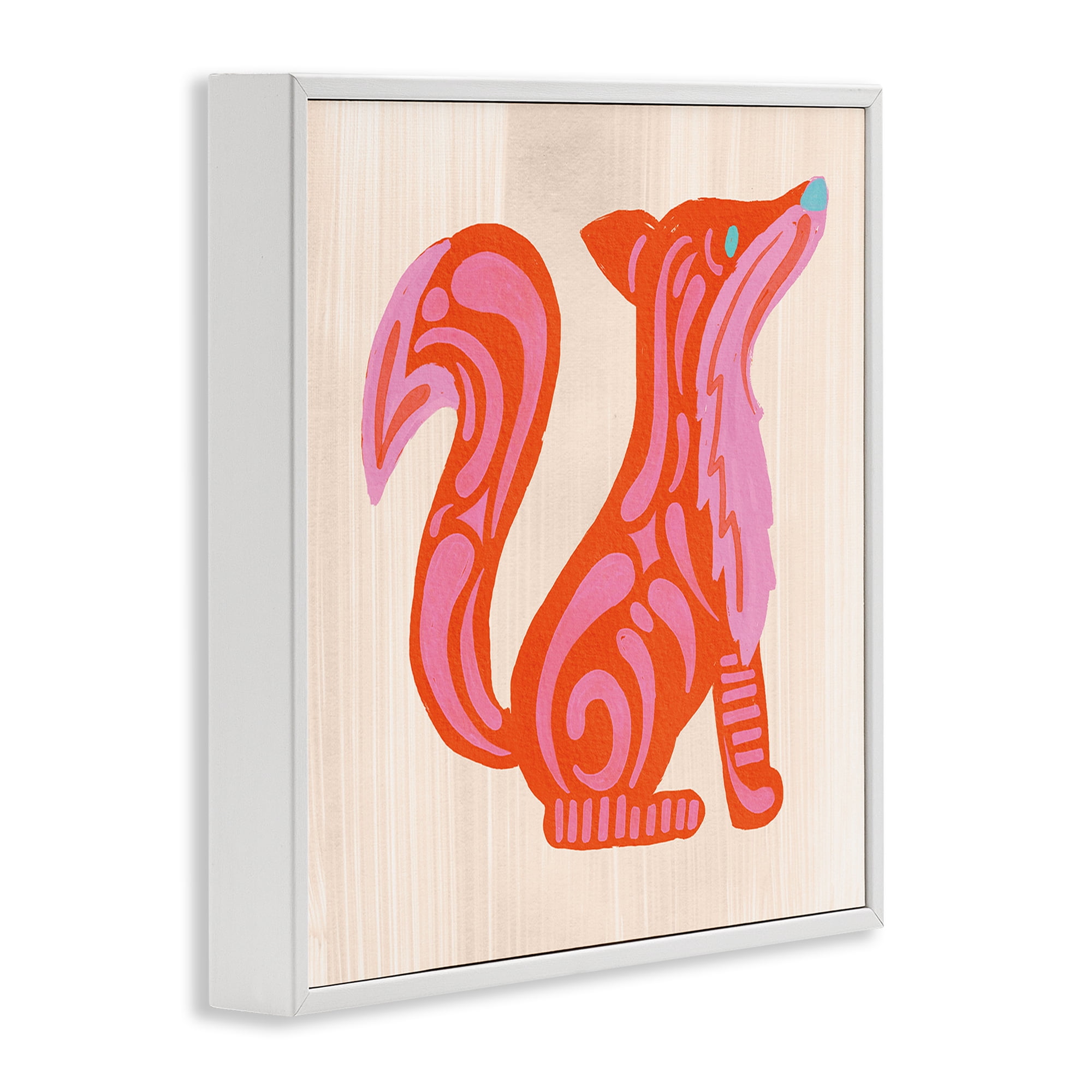 Stupell Industries Whimsical Folk Fox Vibrance White Framed Giclee Art, design by The Paper Curator