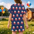 thumbnail image 4 of Grblisyd 4th of July Outfits for Girls Patriotic Summer Ruffle Short Sleeve Shirts Top and Drawstring Elastic Waist Shorts Set, 4 of 5