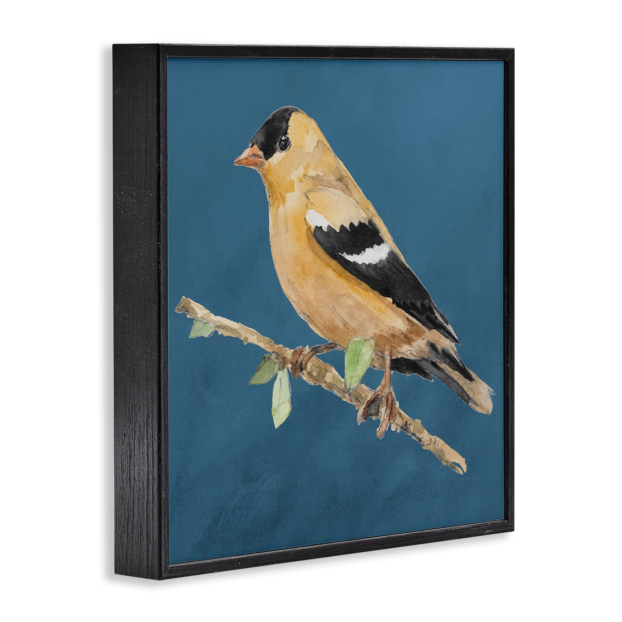 Stupell Industries Traditional Yellow Bird Animals & Insects Painting Black Framed Art Print Wall Art, 12 x 12