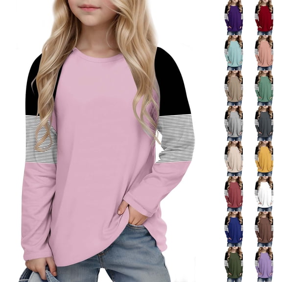 HVOBTTY Toddler Kid's Long Sleeve Crew Neck T-Shirt Raglan Sleeve Loose Sport Comfortable Daily Wear Top