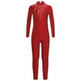 thumbnail image 4 of TiaoBug Kids Girls Shiny Rhinestone Gymnastics Leotard Hollow Back Long Sleeve Figure Skating Jumpsuit Burgundy 16, 4 of 7