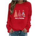 thumbnail image 2 of BEFOKA Chandail Grande Taille Hauts de Noël pour Femmes Vêtements de Noël pour Femmes Col Rond Imprimé Arbre de Noël Manches Longues Raglan Tunique Tendance Tenues Vêtements Cadeaux de Noël T-Shirt Hauts, 2 of 4