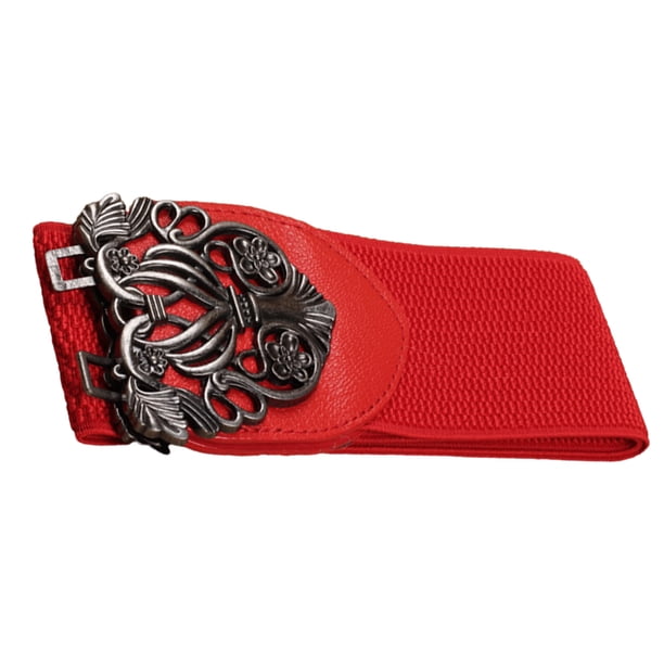 Qarigey Cinturón de cintura Estilo vintage Cinturones de correa de cordón elástico para jeans Rojo antiguo Type3 NO3