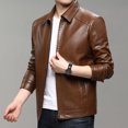 thumbnail image 1 of Chaqueta de cuero para hombre, abrigo informal de otoño e invierno para hombre, ropa de cuero engrosada con forro polar para hombres de mediana edad y mayores, 1 of 6