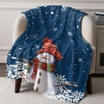 thumbnail image 6 of Blue Christmas Snowman Throw Blankets, Winter Snowflakes Soft Fleece Blanket Decorative for Home Sofa Couch Chair Living Bedroom, 32x48 Inches,, 6 of 8