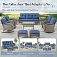 thumbnail image 3 of Gymojoy Outdoor 3 Seats Sofa, Patio Rattan Wicker Seactional Couch with Cushions, Navy, 3 of 9