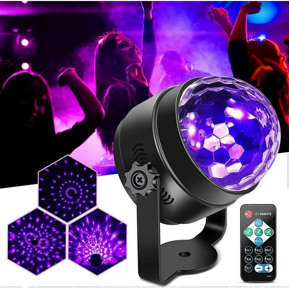 UV Black Light 6W LED Disco Ball Party Lights Strobe Light Disco Lights, Sound Activated with Remote Control Dj Lights Stage Light for Party