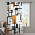thumbnail image 4 of Orange Geometric Sheer Curtains 63 Inches Long, Black Grey Abstract Striped Modern Art Light Filering Curtains, Breathable Simi Curtain Privacy Drapes for Living Room Bedroom Window Treatment, 4 of 9