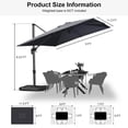 thumbnail image 3 of PURPLE LEAF Parasol Rectangulaire Déporté 9 X 11,5 Pi pour Terrasse Extérieure, Grand Parasol Suspendu en Aluminium avec Rotation Réglable à 360°, Parasol de Jardin et de Piscine, Gris, 3 of 8