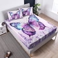 thumbnail image 3 of Beautiful Butterfly Bedding Set Queen Size,Blossoming Lavender Flowers Fitted Sheet Set for Kids Girls Toddlers Room Decor,Nature Insect Themed Floral Bedding Sets,1 Fitted Sheet+2 Pillowcases., 3 of 7