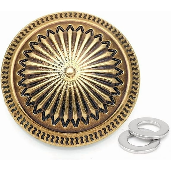 2PCS 1 1/2 Inches Coin Conchos Vintage Screw Back Concho Cowboy Western Leathercraft CHS31 (Bronze)