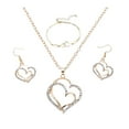 thumbnail image 2 of Yinguo Gold Diamond Double Love Pendant Necklace Earrings Bracelet Sweet And Ladies Wedding Jewelry Set, 2 of 6