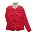 thumbnail image 3 of XPMWRP Women's Quilted Thicken Coats Solid Color Long Sleeve Button Coats Winter Warm Loose Jacket with Pockets Red L, 3 of 4