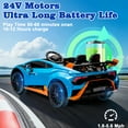 thumbnail image 5 of Lamborghini 24V Kids Electric Car, Licensed Huracan Sto Battery Powered Ride On Car with 4 Wheels Spring Suspension for Age 3-8, Remote Control Ride On Toys Speeds 1.86-5.59 MPH, LED Lights, Blue, 5 of 7