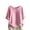 Pink, variant on Women's 3/4 Sleeve Cotton Linen Jacquard Blouses Top T-Shirt