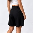 thumbnail image 4 of Bermuda Shorts for Women Summer Dressy Casual Elastic High Waisted Wide Leg Knee Length Shorts with Pockets Black XL(XL), 4 of 8