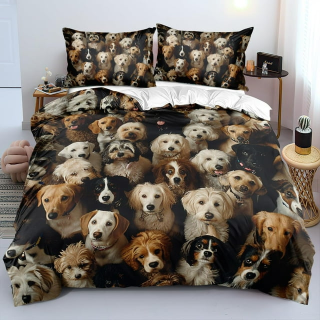 Retriever Funda Nórdica King Negro Y Marrón Teddy Dog Bedding Set Tipos De Perros