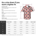 thumbnail image 5 of Honeii Red and black argyle Print Men’s Hawaiian Shirt,Classic Button-Down Short Sleeve Shirt, for Beach, Vacation, and Outdoor Activities,Medium, 5 of 7